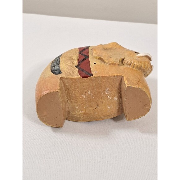 Hard Resin Elephant Figurine with Tribal Markings 4" X 4.5" - Picture 6 of 6